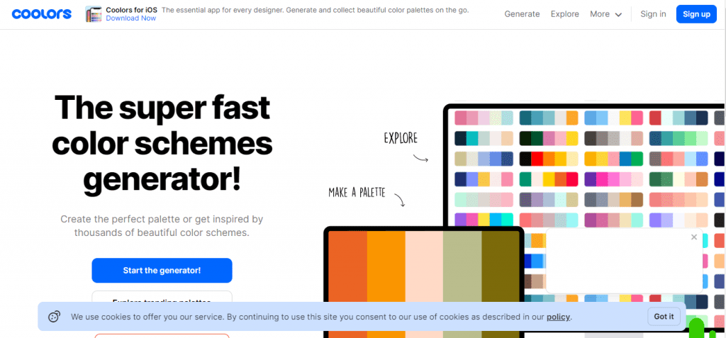 Coolors - The super fast color schemes generator!